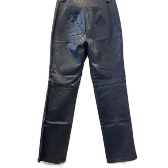 A.M.I. Black Leather Pants - Size 8 - Picture 2 of 3